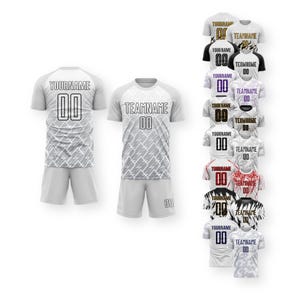 Custom Soccer Jersey Set with Team Name and Number, Lightning Pattern Football Uniform