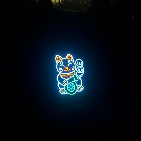 Turbo Cat Car Window Windshield LED Glow Electric Panel Flashing Sticker JDM