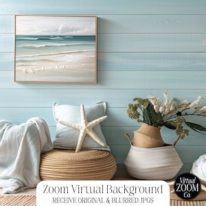 Zoom Background Coastal Beach Boho Home Beach House Summer Beach Home Virtual Background Zoom Meeting, Video Conference Green Screen Zoom