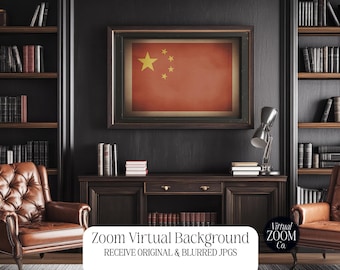 Zoom Background Corporate Office Chinese Flag Professional Zoom Background Virtual Background Office Zoom Zoom Meeting Video Conference