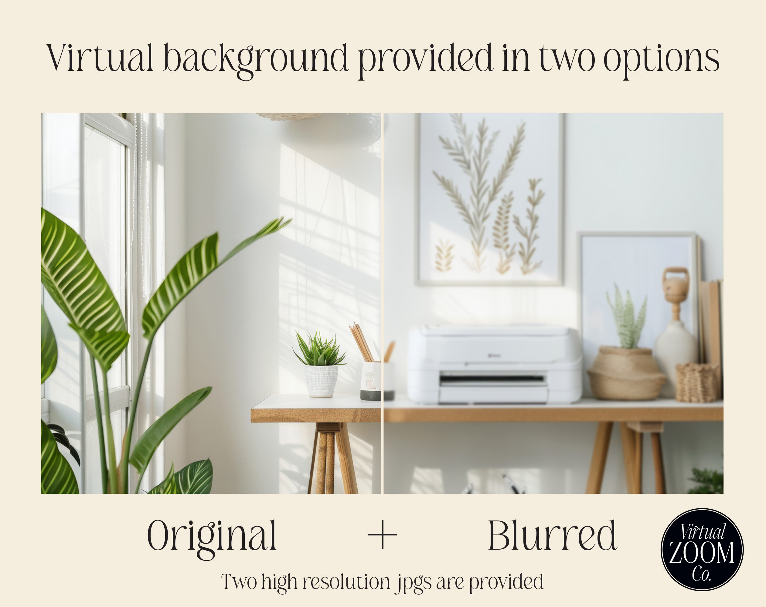 Zoom Background Professional Home Office With Plants Virtual Background ...