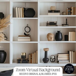 Zoom Background Black Books on Bookshelf Virtual Background Bookshelf ...