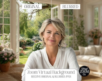 Cozy Sunroom Zoom Background Window View Virtual Office for Meetings Video Conference Garden View Light Living Room Cottage Garden Zoom 16:9