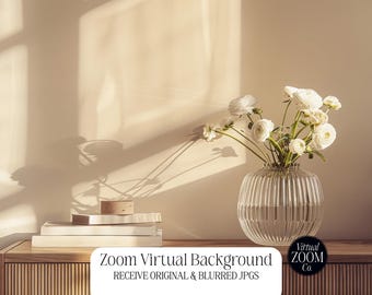 Zoom Background Boho Country Shelf Virtual Background Flower Vase Zoom Meetings Video Conference Minimalist interior Scandinavian Zoom 16:9
