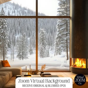 Zoom Background Winter Home Virtual Background Winter Digital Background Meeting Snowing Cabin Zoom Christmas Zoom Cabin Fireplace Zoom Jpg