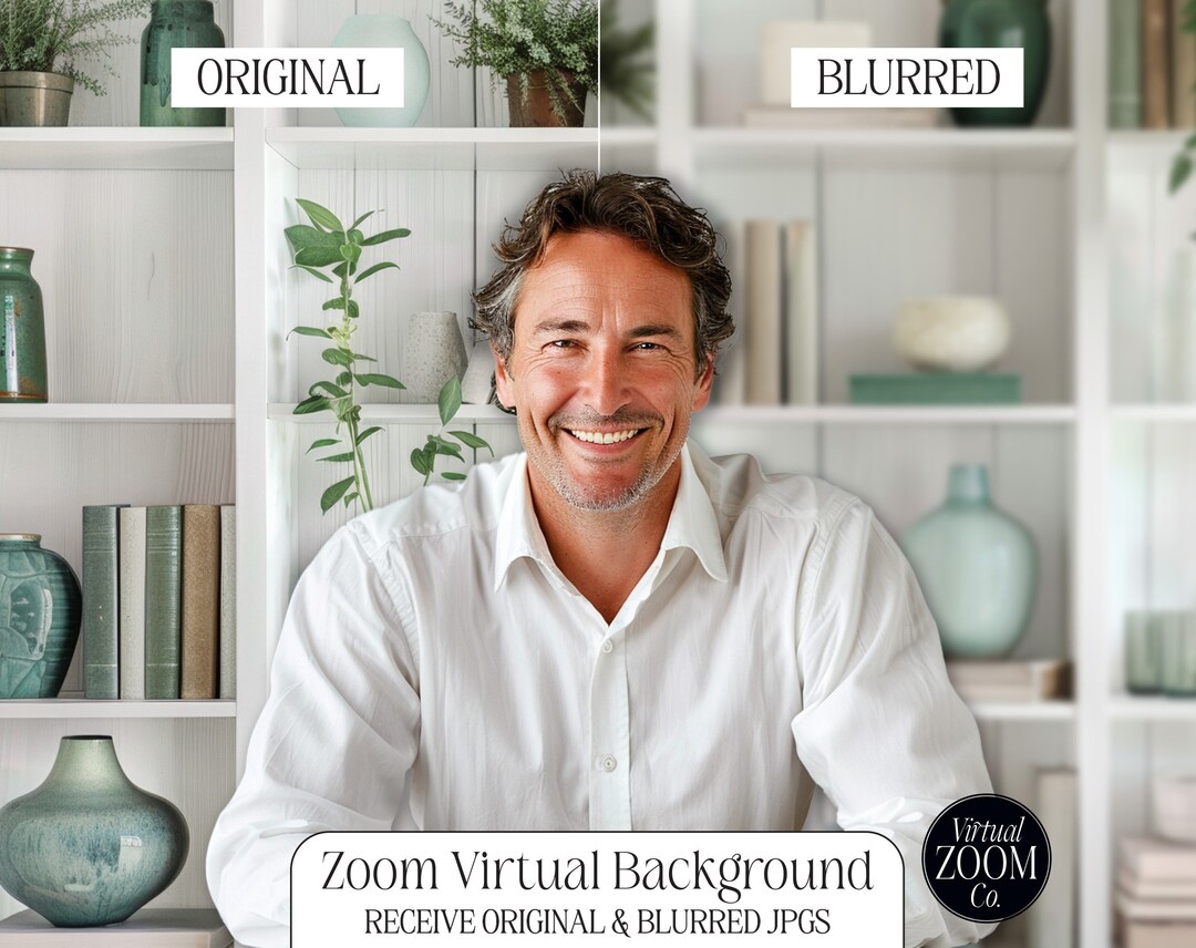 Zoom Background Green Bookshelf Virtual Background Bookshelf for Zoom ...
