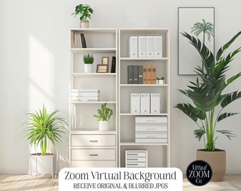 Zoom Background Neutral Home Office Professional Zoom Background Virtual Background Zoom Meeting Video Conference Modern Office Bookshelf
