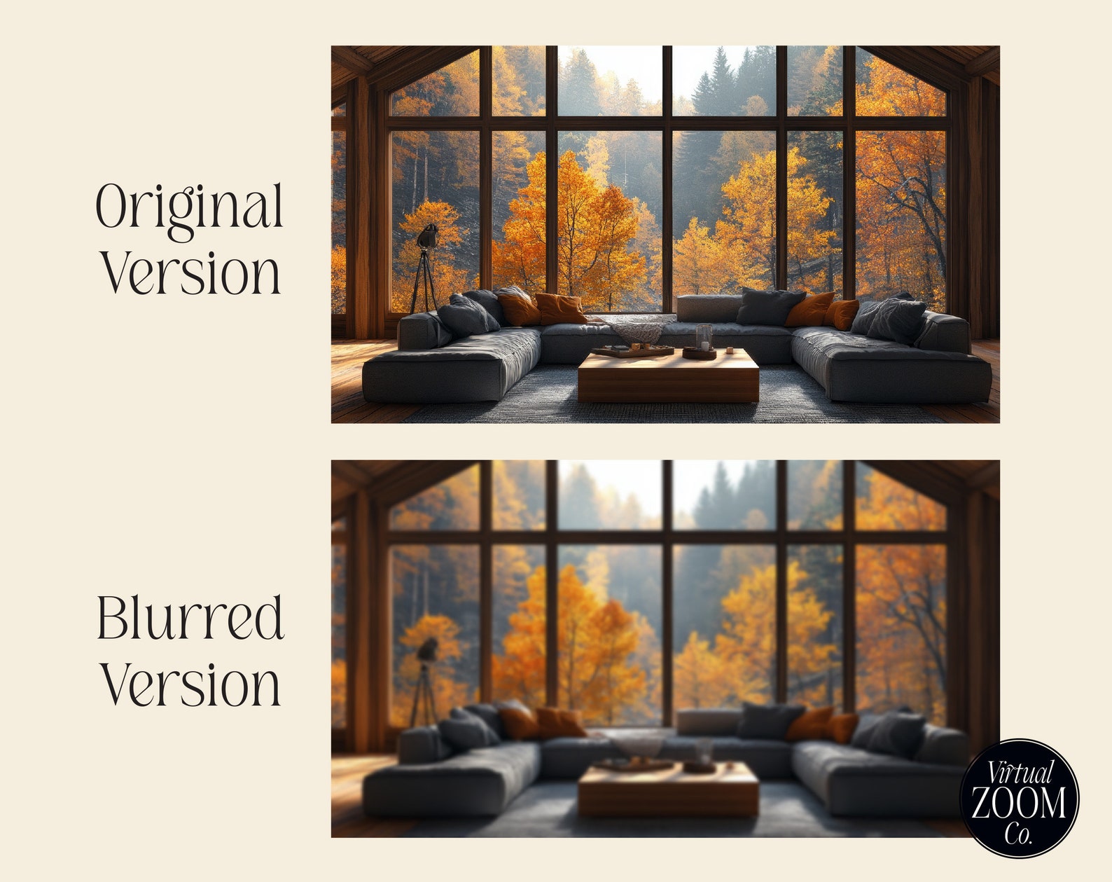Zoom Background Cabin Virtual Background Fall Trees Backdrop Zoom Image ...