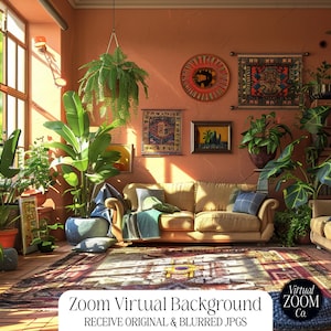 Zoom Background Plant Zoom Background Boho Home Plant Room Zoom Mexican Theme Zoom Aztec Home Image  Video Conference Home Office Calming