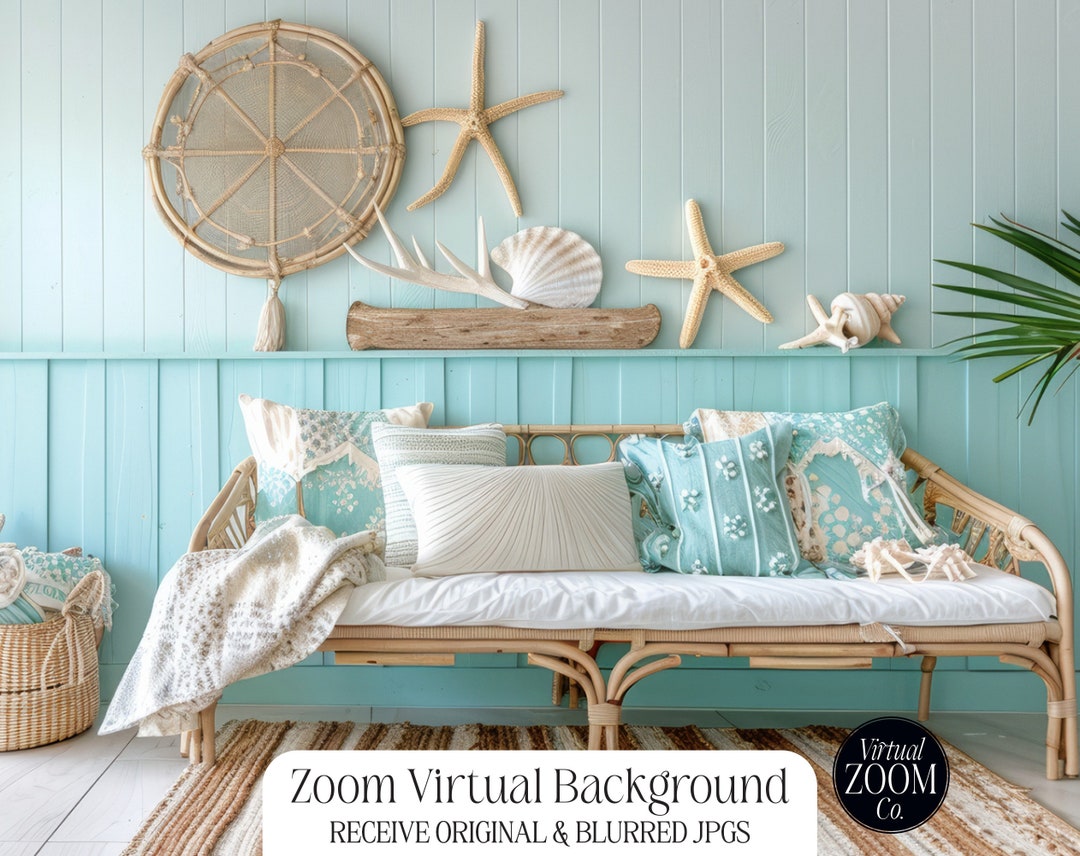 Zoom Background, Coastal Beach Boho Home, Beach House Zoom Background