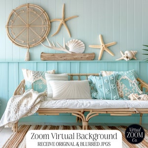 Zoom Background Coastal Beach Boho Home Beach House Zoom Background Summer Beach Home Virtual Background Zoom Meeting, Video Conference