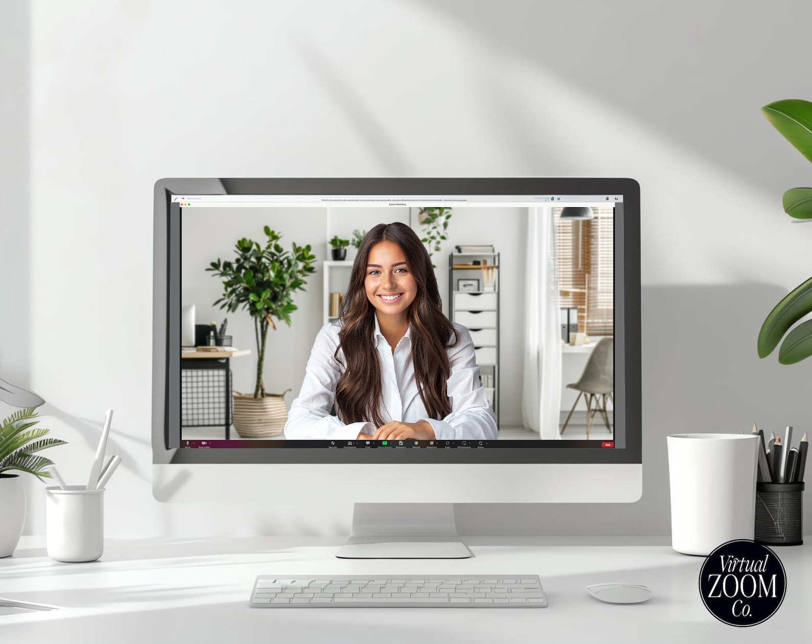 Zoom Background Home Office With Plants Professional Realistic Home ...