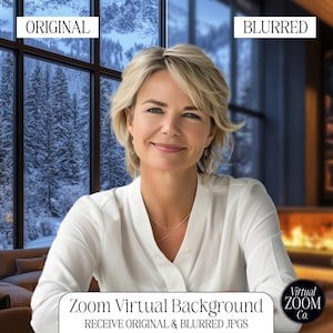 Zoom Background Christmas Zoom Winter Home Virtual Background Winter Digital Background Meeting Snowing Cabin Zoom Fireplace Cabin Zoom Jpg