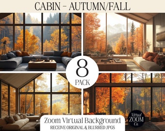 Zoom Background Cabin Virtual Background Fall Trees Backdrop Zoom Image Video Call Fall Virtual Background Autumn Window Background for Zoom