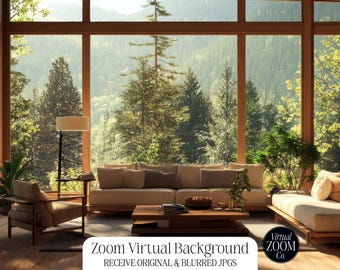 Zoom Background Cabin Zoom Backdrop Modern Woodland Home Forest zoom Background Nature Zoom Calming Zoom Mountain View Office Google Meet