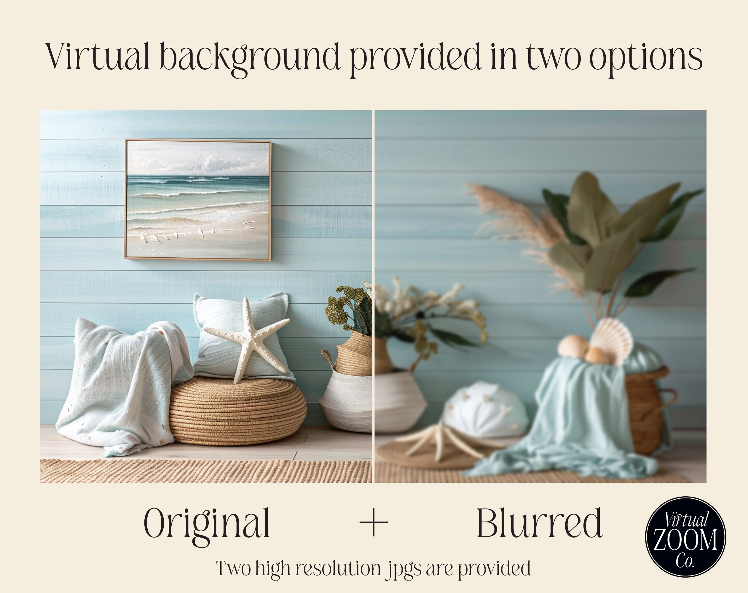 Zoom Background, Coastal Beach Boho Home, Beach House Zoom Background