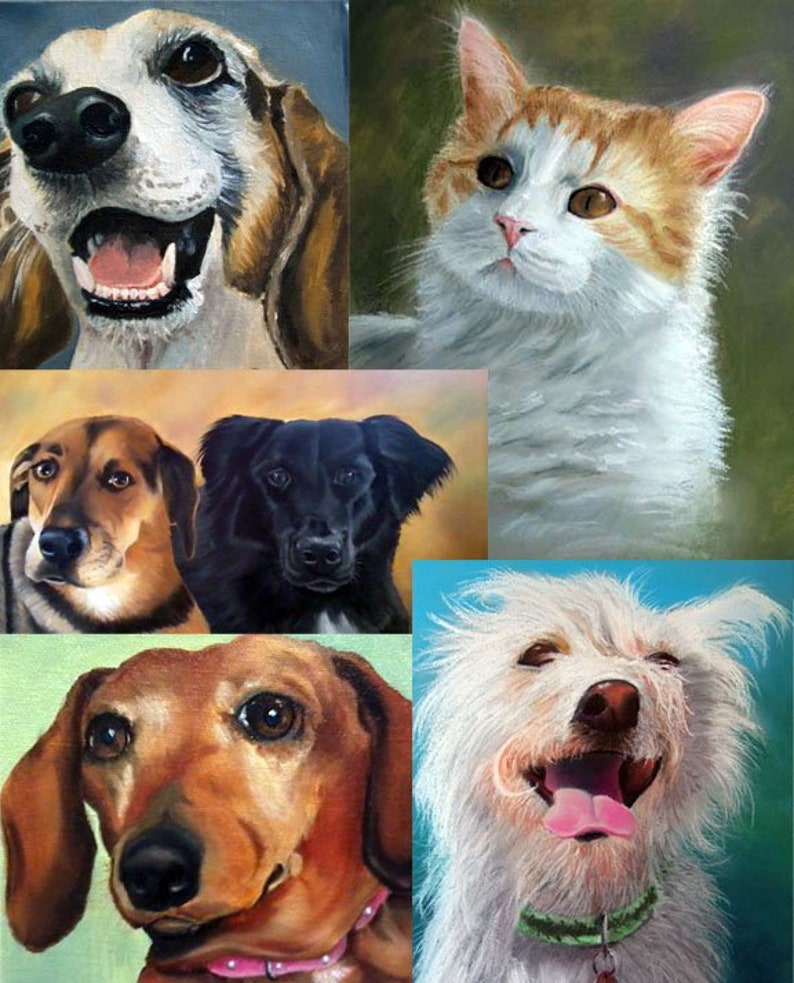 hand painted custom pet portrait, memorial painting, oil painting, dog cat any pet from your photo unique gift idea FREE SHIPPING in US image 6