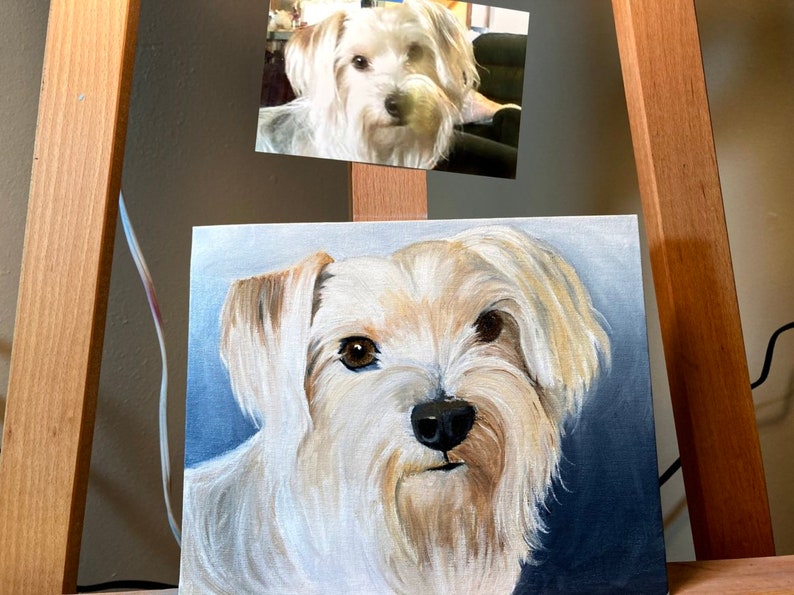 hand painted custom pet portrait, memorial painting, oil painting, dog cat any pet from your photo unique gift idea FREE SHIPPING in US image 4