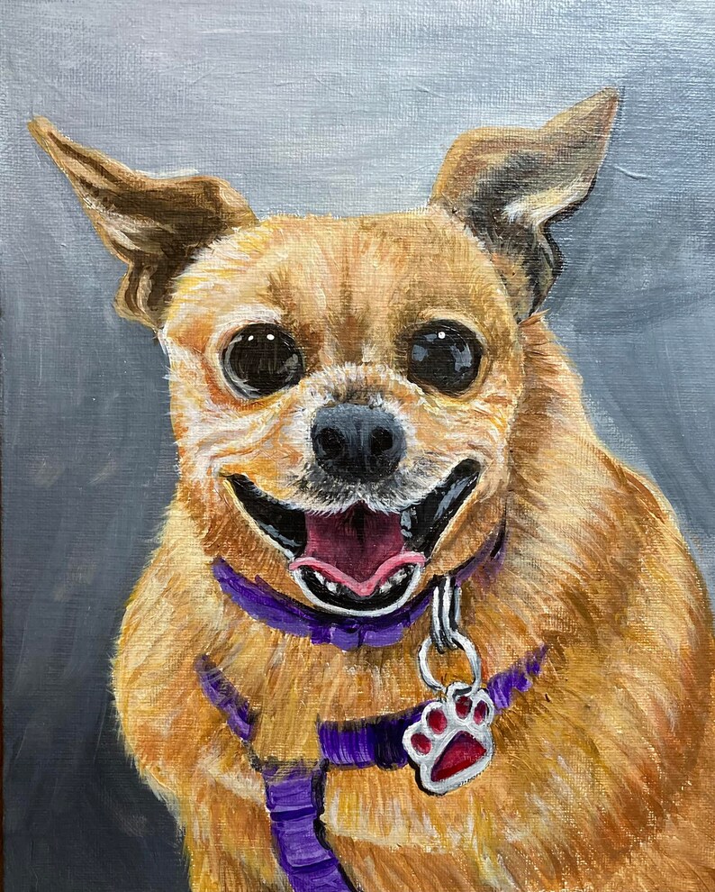 hand painted custom pet portrait, memorial painting, oil painting, dog cat any pet from your photo unique gift idea FREE SHIPPING in US image 3