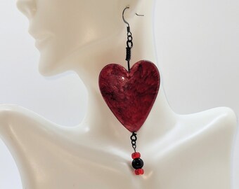 Large resin heart earrings