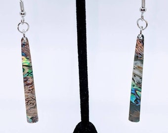 Resin iridescent "shell" drop earrings