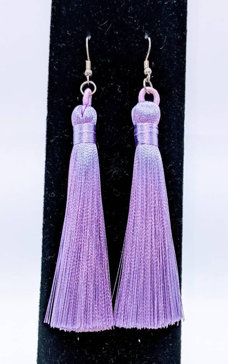 Lavender silk tassel earrings