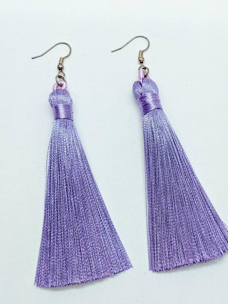 Lavender silk tassel earrings