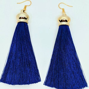 Navy blue tassel earrings