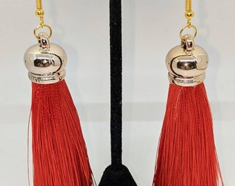 Red tassel earrings