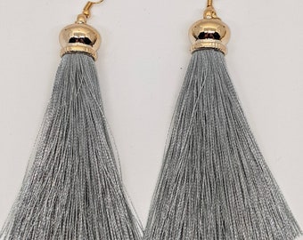 Gray tassel earrings