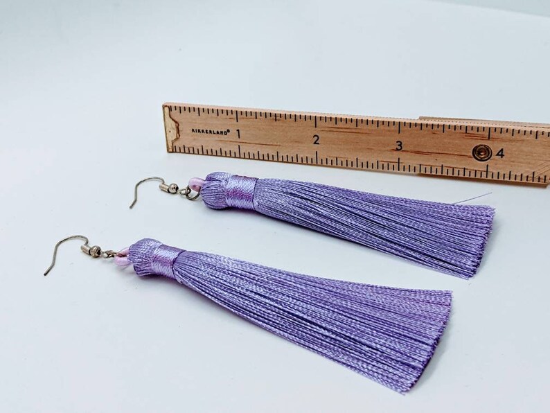 Lavender silk tassel earrings