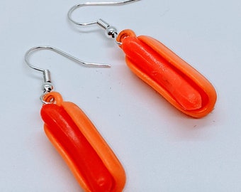 Vintage-inspired plastic hot dog earrings
