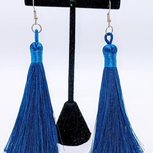 Navy blue tassel earrings