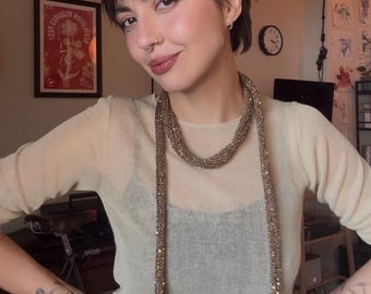 Shimmer Slim Knitted Scarf. Lurex and Sequins