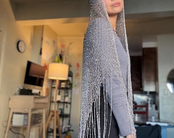 Hand-Knitted Veil from Italian Sequin Yarn