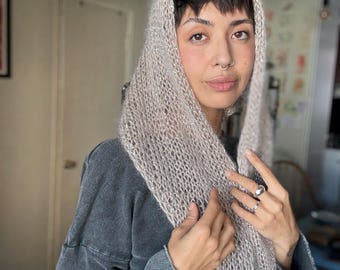 Airy Italian Mohair Sequin Triangle Scarf Bandana