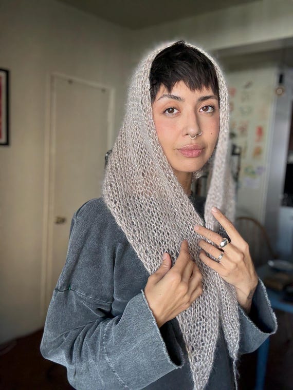 Airy Italian Mohair Sequin Triangle Scarf Bandana - Etsy