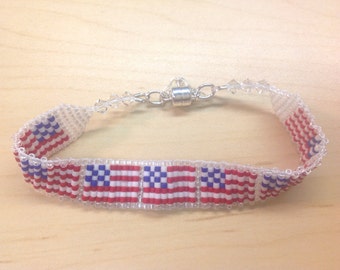 American Flag Beaded Bracelet