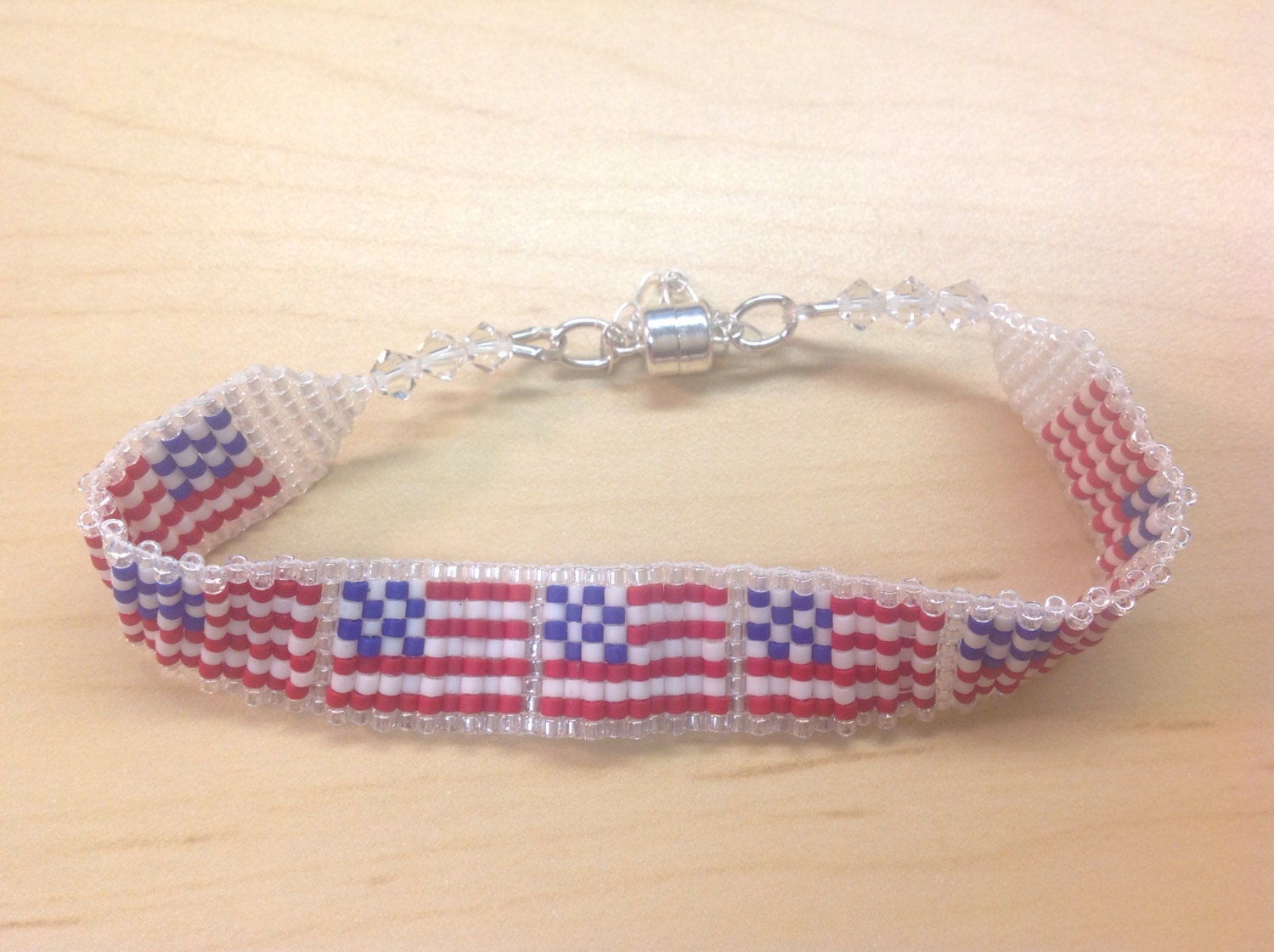 American Flag Beaded Bracelet Etsy