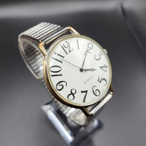 Vintage Japan F320225-1/LS Ladies Analog 43mm Quartz Watch New Battery Expansion Bracelet