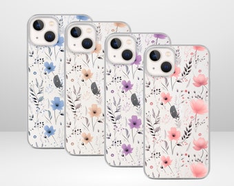 Transparent iPhone Case | Autumn Floral Design | Boho Floral Case for iPhone 14, 13, 12 Mini, Plus, Pro, Pro Max | Stylish Protection