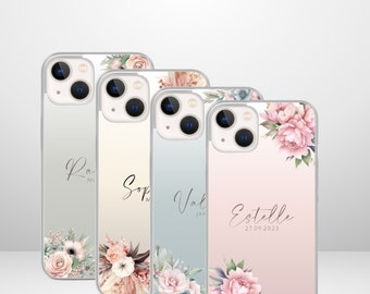 Personalized iPhone Magsafe Case | Gradient and Floral Design | Customizable | Models 14 and 15