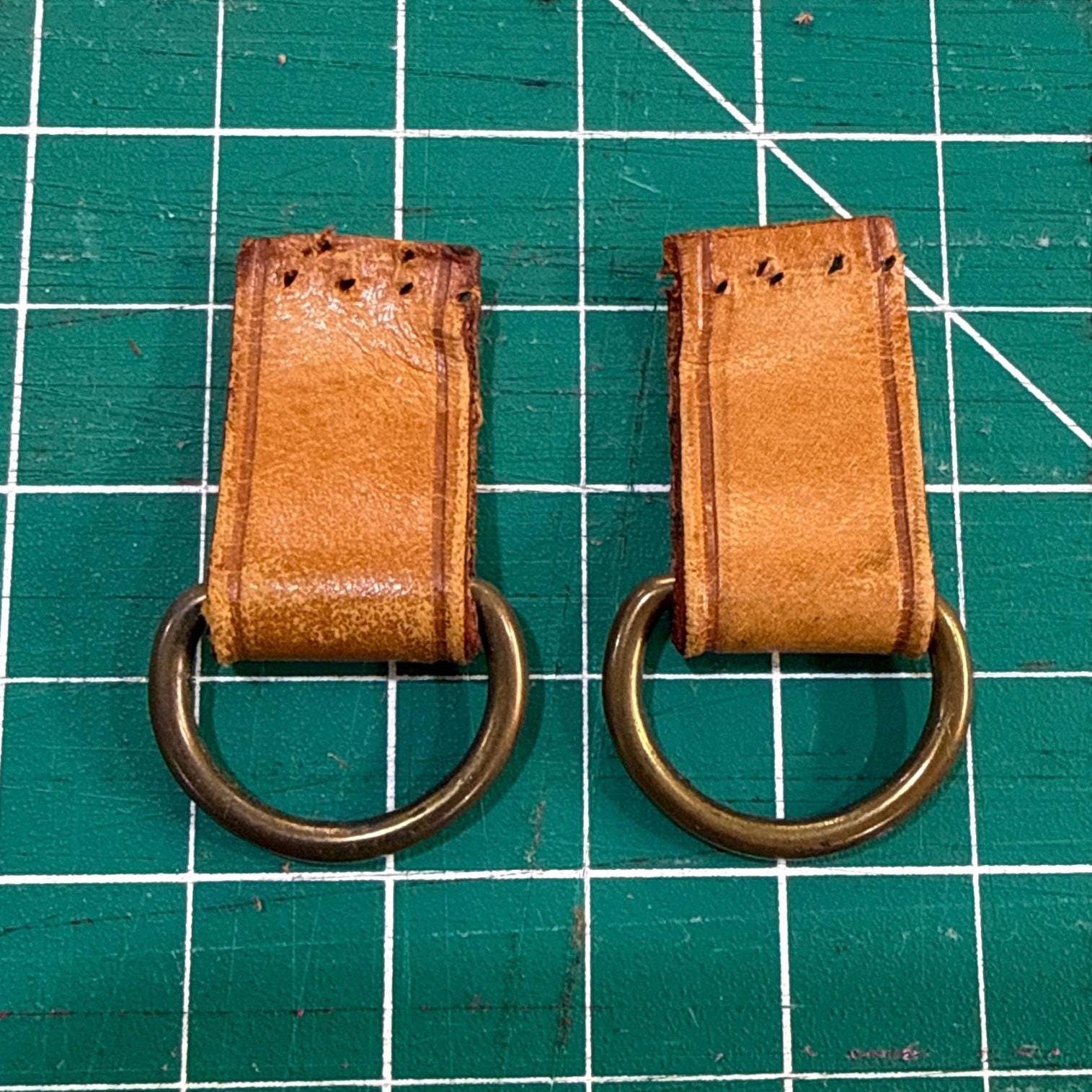 Set of 2 Authentic Louis Vuitton Gold D Rings 5/8” With Leather