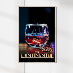Pôster digital The Continental do mundo de John Wick vintage - Impressão em tela - Decoração de casa - Arte de parede vintage