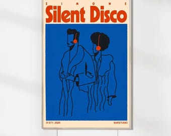 Digital Download Silent Disco Vintage Posters - Art Prints - Wall Murals - Room Decor - Birthday Gifts