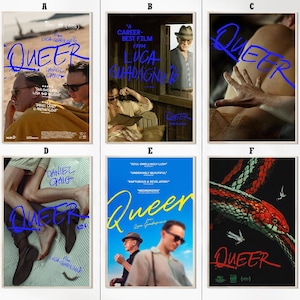 Cartazes de filmes Queer (2024) - Impressões em tela - Coleção de fãs de cinema - Decoração de quarto - Presentes de Natal