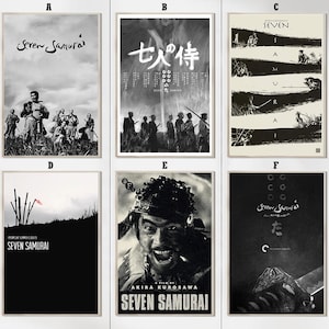 Pôsteres do filme Os Sete Samurais de 1954 - Decoração de quarto - Pôsteres de alta qualidade - Presentes para fãs de cinema