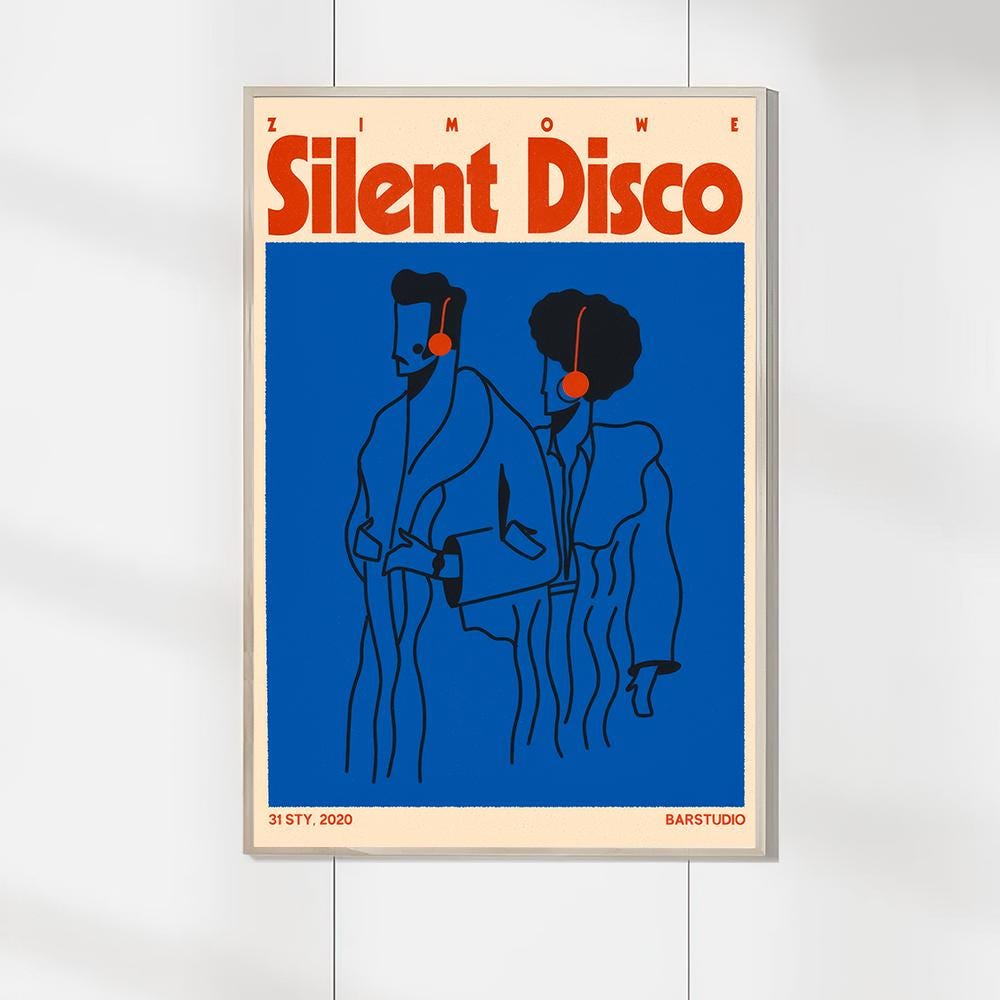 Silent Disco Art Music Posters - Art Canvas Prints - Wall Murals - Room Decor - Birthday Gifts