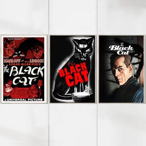 黒猫 (1934) ヴィンテージ映画ポスター - キャンバスプリント - ホームデコレーション - ヴィンテージウォールアート