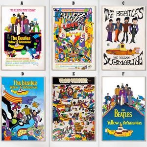 Pósteres de la película Yellow Submarine (1968) - Impresiones en lienzo - Colección para fanáticos del cine - Decoración de habitaciones - Regalos navideños